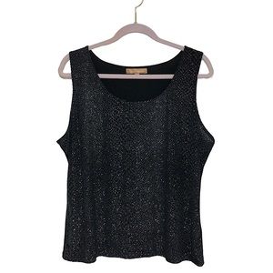 Ellen Tracy Women’s Metallic Velvet Dots Black Tank Top style M7C37972R  XL